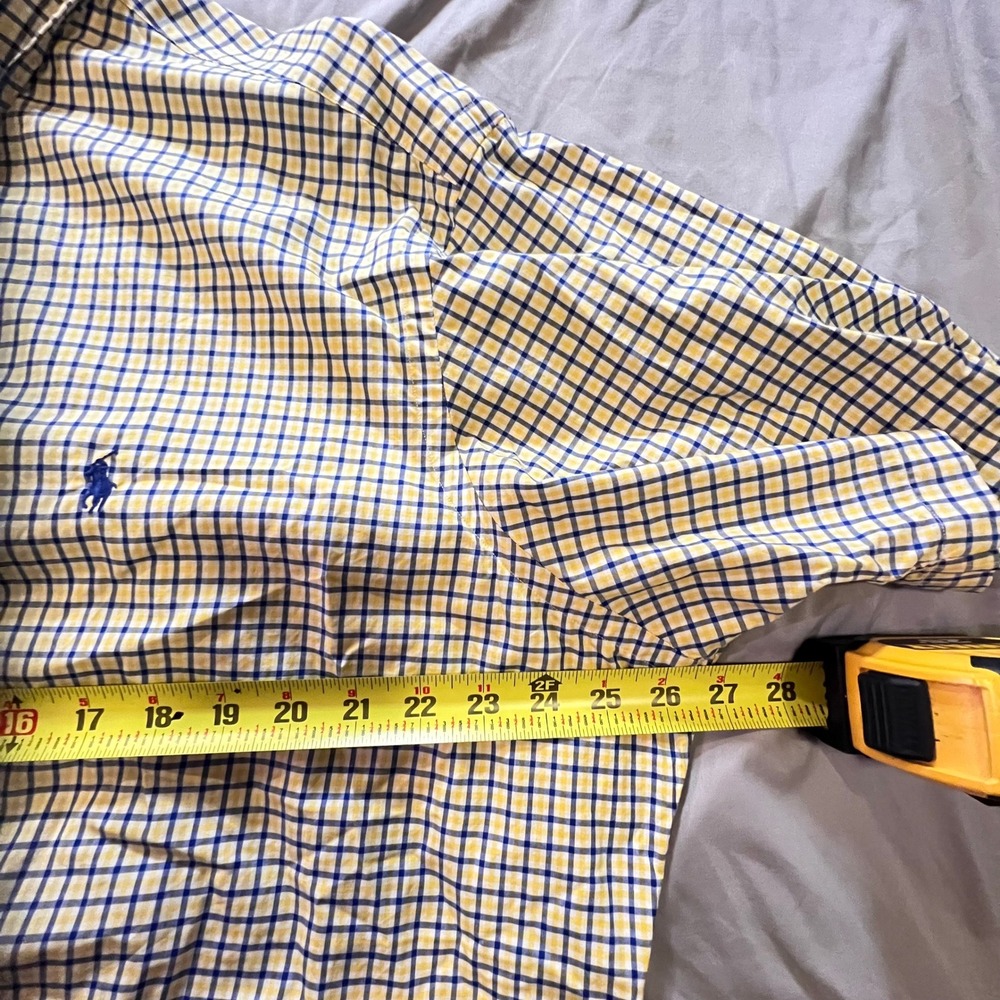 Polo Ralph Lauren Mens Short Sleeve Button Down Shirt Plaid Blue Yellow Size XXL - Picture 7 of 9